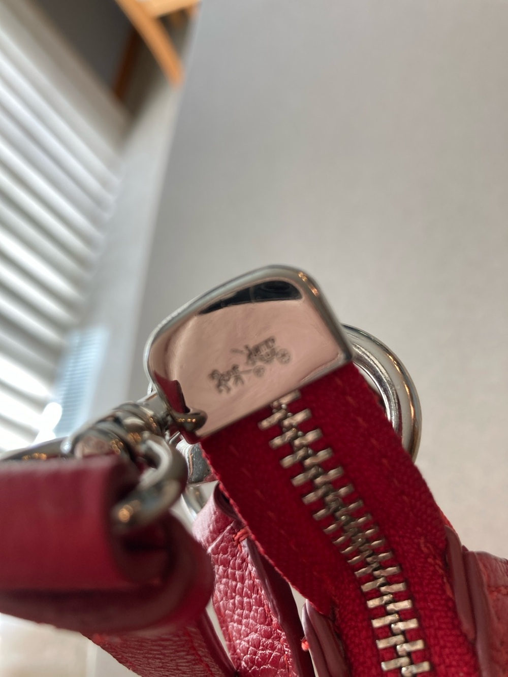 Coach Pebbled Red Leather Turn-Lock Closure Bag - Picture 6 of 15